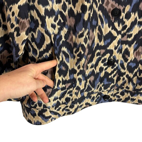 NWT Pendleton Silk Blue Tan Animal Print Light Blazer Top Women's Petite Medium - Picture 6 of 7